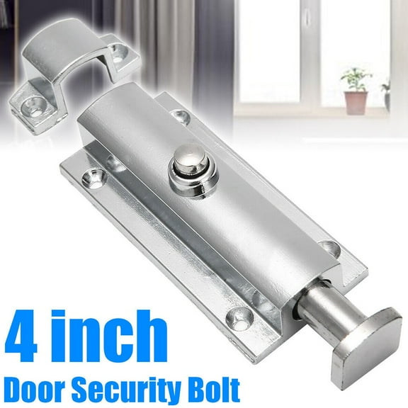 4Inch Door Lock Security Bolt Button Stainless Steel Self-Locking Bolt Button Automatic Spring Latch Safety Lock Door Hardware