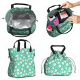 thumbnail image 2 of Daisy Pioneer Flower Green Pattern Drawstring Insulated Lunch Bag for Women, Stain-Resistant Large Lunch Tote with Multi-Pockets for Work Office, 2 of 6