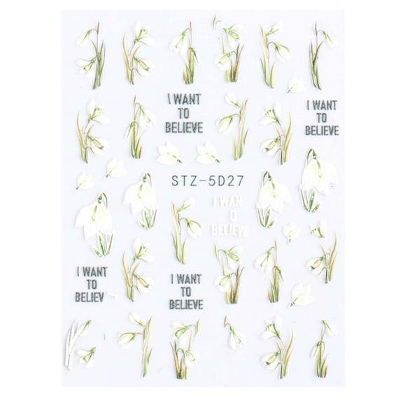 Dengmore Ins Net Red 5D Three-dimensional Relief Camellia Fresh Nail Sticker