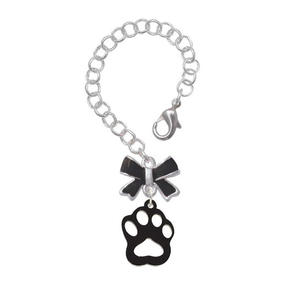 Delight Jewelry Acrylic Small Paw Black - Silvertone Black Bow Charm Accessory for Tumblers and Thermal Cups