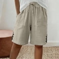 thumbnail image 2 of RYRJJ Womens Bermuda Shorts Knee Length Drawstring Elastic Waist Pants Wide Leg Summer Casual Beach Shorts with Pockets(Khaki,S), 2 of 7