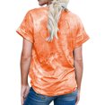 thumbnail image 3 of Women Rolled Short Sleeve Tie Dyed Printed Pockets Front Top, 3 of 3