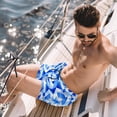 thumbnail image 2 of luoweisi Men's Beach Shorts Quick Dry Swim Trunks with Mesh Lining Blue and White Geometry L, 2 of 5