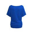 thumbnail image 2 of Womens Short Sleeve Boat Neck Side Shirring Dolman Drape Top, 2 of 6