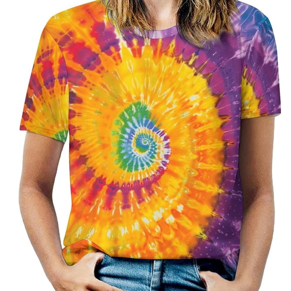 Colorful Swirls Tie-dye T Shirts Basic T-Shirt Short Sleeve Ladies Tee Shirt Summer Graphic Clothing