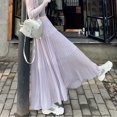 thumbnail image 2 of Women's Korea Sunray Pleat Skirt Elegant Purple Maxi Length Skirt 2025 Spring Summer Female Stretch Waist Maxi Length Skirt, 2 of 10