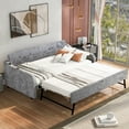 thumbnail image 3 of Twin Size Snowflake Velvet Daybed With USB Charging Design & Trundle Twin Daybed, Snowflake Velvet Sofa Bed For Living Room Bedroom Wood Daybed 81.1x81.4x31.5 In, 3 of 9