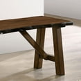thumbnail image 4 of 53.875 Inch Rustic Walnut Finish Live Edge Solid Wood Dining Bench, Distressed Rubberwood Bench with Angled A-Frame Legs for Farmhouse Dining Room Entryway, 4 of 10