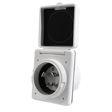 yotijay 30A Flanged Power Inlet 125V White Accessory with Cover RV Power Outlet Flanged