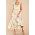 thumbnail image 3 of Vestido R.Vivimos de verano sin mangas, bohemio, con volantes y espalda, beige, 3 of 6