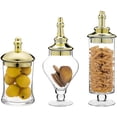 thumbnail image 5 of MyGift 3 Piece Antique-Theme Glass Apothecary Jars with Metallic Brass-Tone Lids, 5 of 6