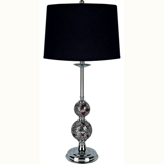 ORE International 31142 Victorian Style Glass Table Lamp, Silver and Black
