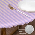 thumbnail image 3 of Yellow Pink Stripe Round Tablecloth, Fitted Table Cover with Elastic for 55"-60" Round Tables, Vertical Striped Gradient Geometric Table Cloth Outdoor Indoor Dinning Party Waterproof Tablecloths, 3 of 7