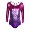 thumbnail image 1 of Traje de leotardo de manga larga para niñas y niños, 10 (9-10 años) morado Zulema Leotardos de gimnasia para niñas, 1 of 8