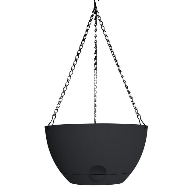 Misco 12IN Hanging Self Watering Planter BLACK