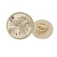 thumbnail image 1 of Hong Kong Carte Traditionnelle Visiter la Chine Métal Rond Broche d'Or Clip, 1 of 3