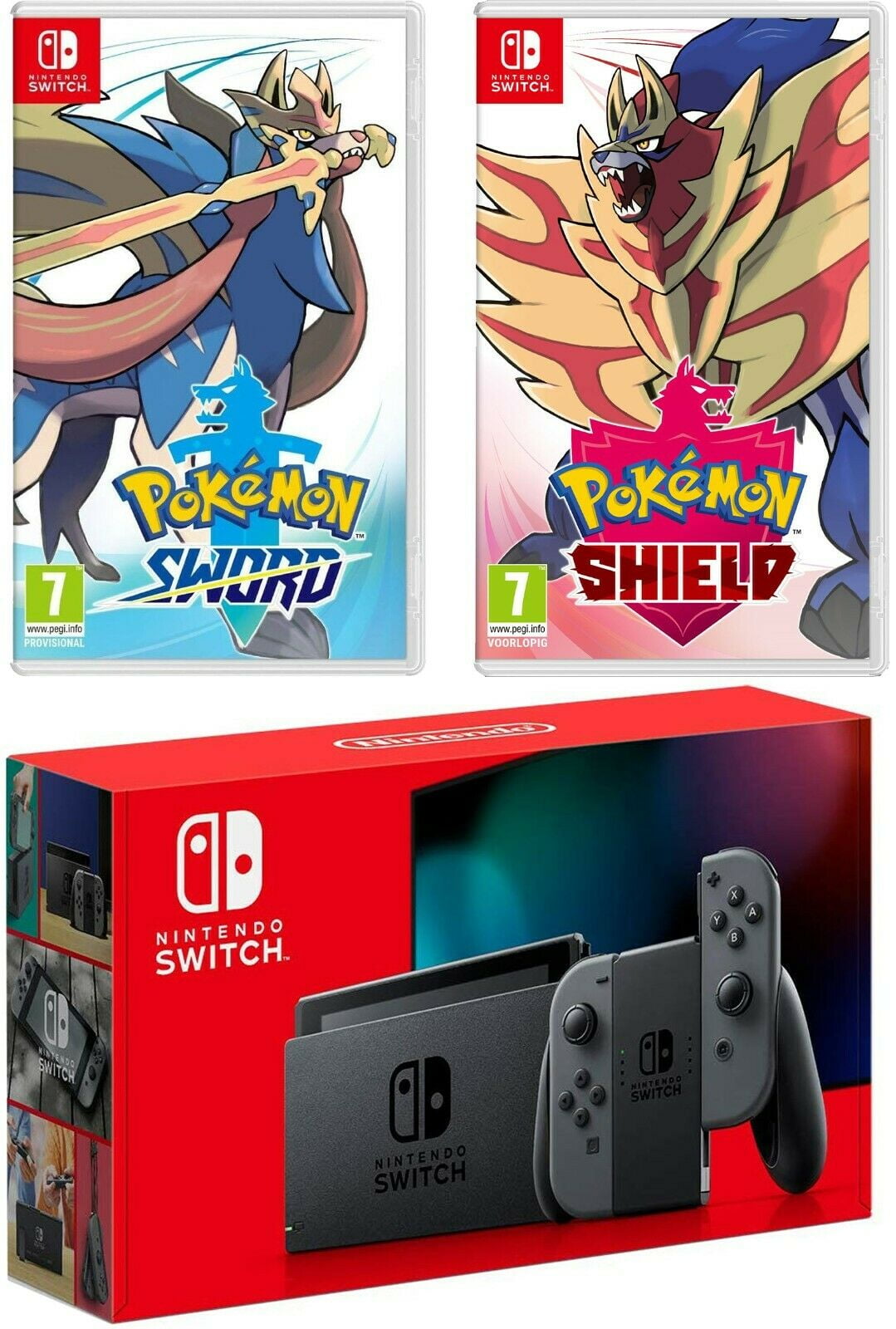 Nintendo Switch Gray Console New 19 Version With Pokemon Sword And Shield Bundle Walmart Com Walmart Com