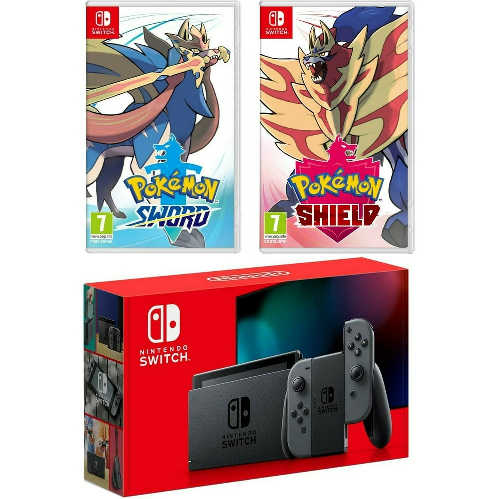 Nintendo Switch Gray Console New 2019 Version with Pokemon Sword and