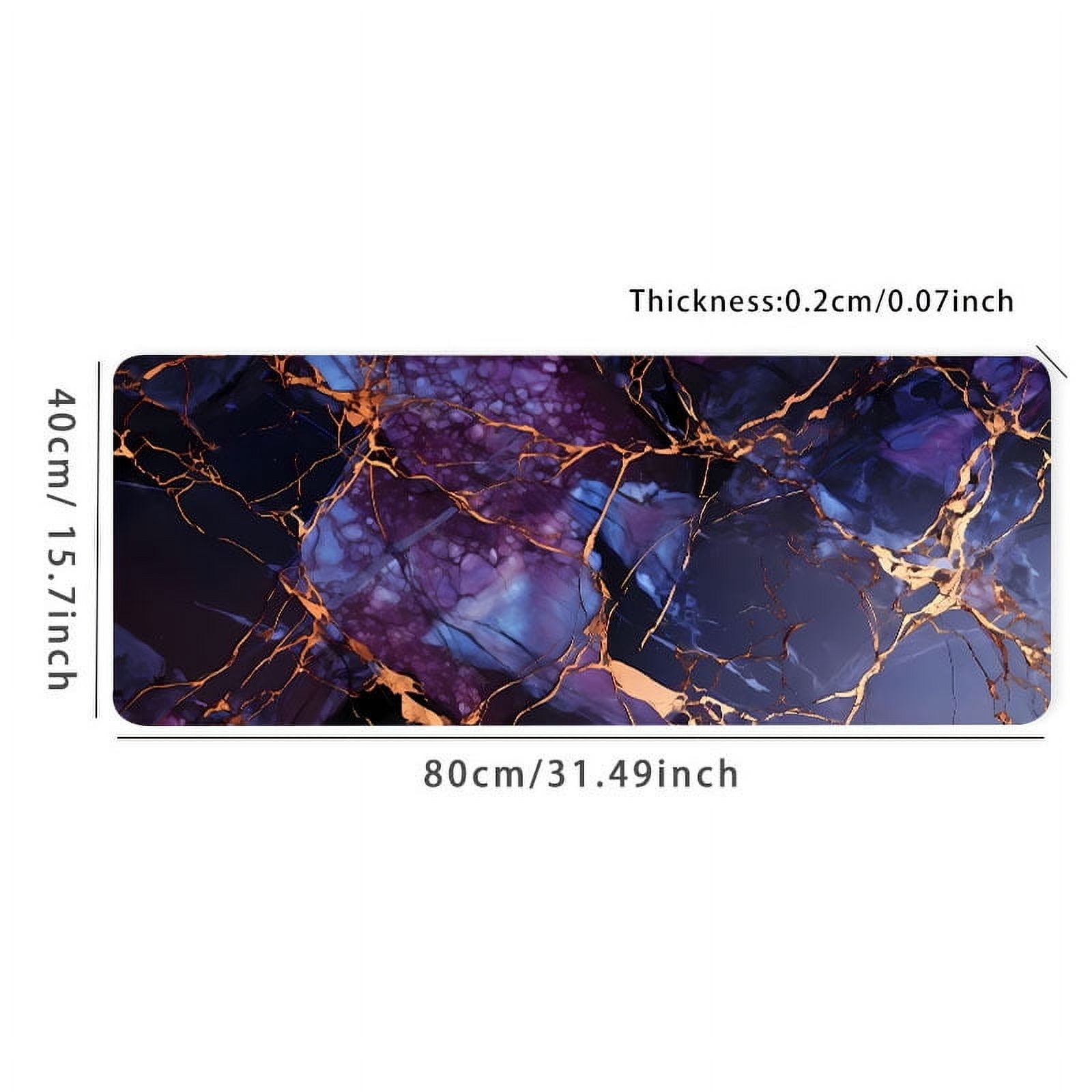 1pc Purple Golden Dark Marble Large Gaming Mouse Pad For Desk, Cool Desk Mat With Non-Slip Rubber Base Stitched Edge, Mouse Pad 31.5*15.7in For Work, Game, Office, Home, Gifts