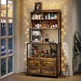 thumbnail image 7 of 5-Tier Kitchen Bakers Rack with Power Outlet, Industrial Microwave Oven Stand with Shelves, Kitchen Utility Storage Shelf with Cabinet, Standing Kitchen Storage Rack, Rustic Brown, 7 of 7