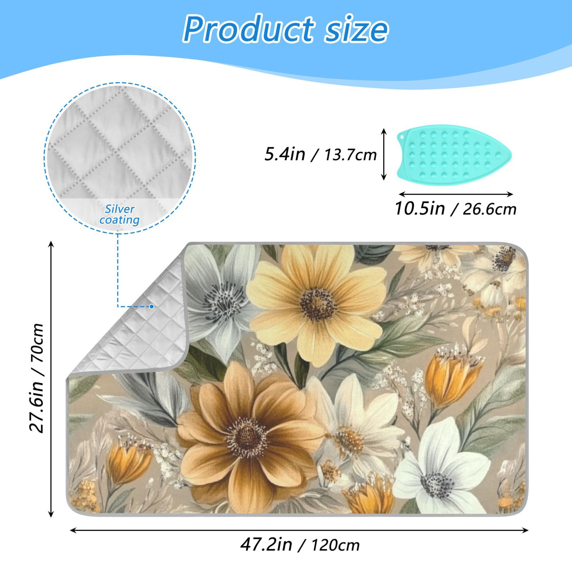 Vintage Floral Pattern Ironing Mat Blanket for Table Top Travel Portable Ironing Board Pad 47.2x27.6 Inch