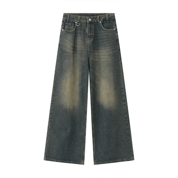 Baggy Jeans Men Men's Loose Flared Jeans 60S 70S Retro Denim Pants
