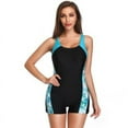 thumbnail image 2 of Sexy women's one-piece swimsuit Women's Athletic One Piece Swimsuits Sport Bathing Suits for Teens with Shorts Swimwear Blue XL, 2 of 7