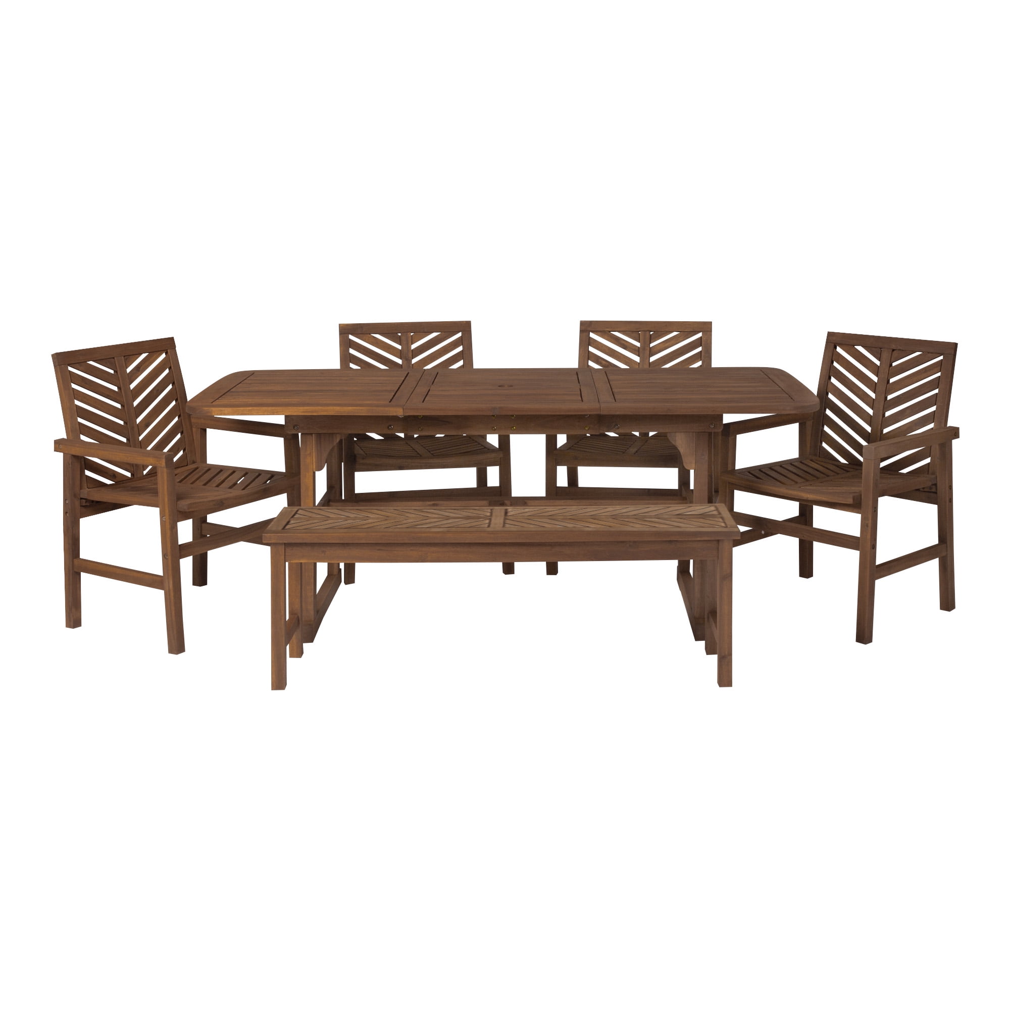 Walker Edison 6-Piece Extendable Outdoor Patio Dining Set - Dark Brown