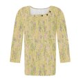 thumbnail image 4 of Blusas para las Mujeres Casual, 3/4 Manga Floral Estampado Camiseta de Moda Top Hecho de Poliéster Transpirable Suave para el Uso Diario de Primavera Otoño, Tops de Blusa para las Mujeres, 4 of 8