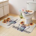 thumbnail image 4 of Hello Summer Bathroom Rugs Set Vintage Sunflower Floral Linen Texture Non Slip Absorbent Soft Bath Mats 3 Piece Set with Bathroom Rug, U-Shaped Floor Mat, Toilet Seat Cover Small Size, 4 of 9