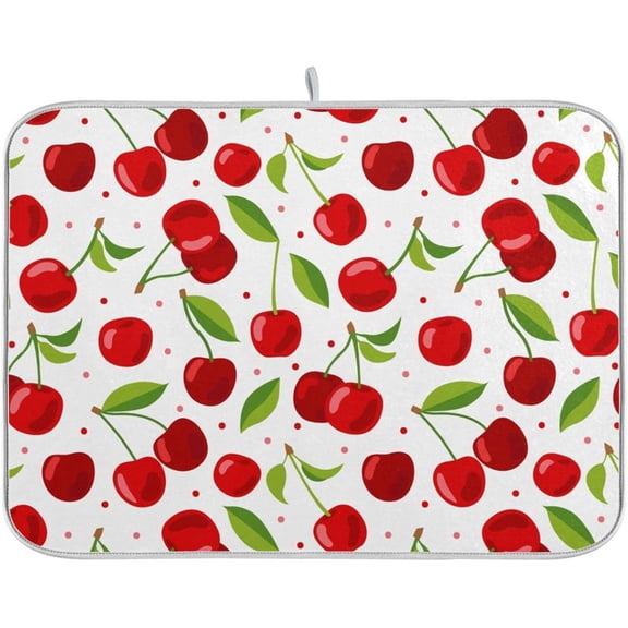 Cherry Fruits Dish Drying Mats for Kitchen 18x24 inch Drying Mat Absorbent Microfiber Dish Mat Drainer Rack Mats Fast Dry for Kitchen Counter