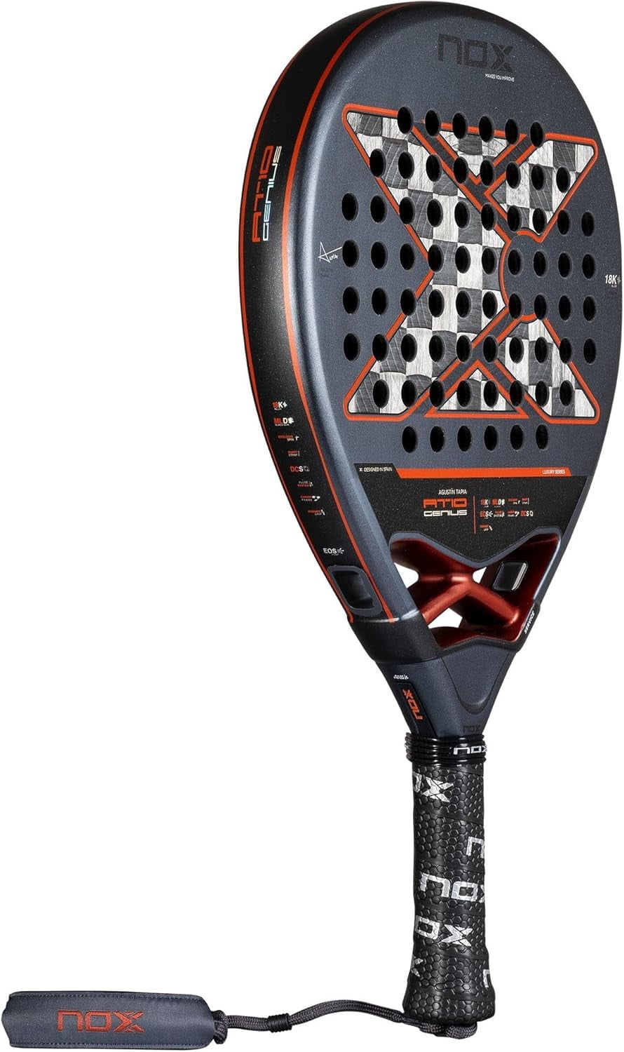 Padel Racket AT10 Genius 18K Alum by Agustin Tapia 2025 | Luxury Teardrop Pala Padel, Enhanced EOS Flap & NOX Custom Grip Technology Dual Texture Spin Control Advanced Pala de Padel Elite Performance