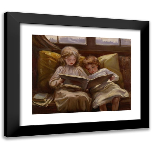 Laura Muntz Lyall 14x12 Black Modern Framed Museum Art Print Titled - Interesting Story (1898)