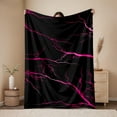 thumbnail image 2 of 1pc 280gsm Lightning Bolt Pattern Flannel Blanket - Pink & Black Contemporary Design, All-Season Multi-Use for Sofa, Bed, Car, Outdoor - Soft Warm Gift Idea, Throw Blanket for Couch, Cozy Textile, 2 of 9