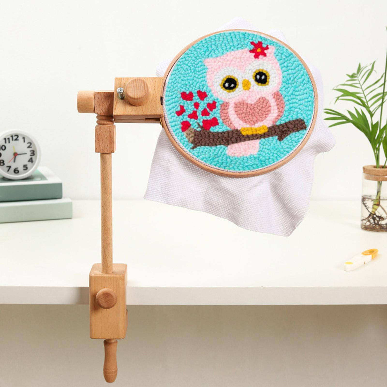 Solid Beech Wooden Embroidery Hoop Stand Rack Rotated Adjustable Desktop Cross