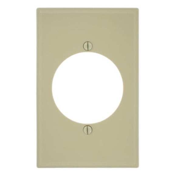 Leviton 80728-I 1-Gang Single Receptacle Wall Plate, 2.15" Diameter Outlet Cover, Midway Size, Unbreakable Thermoplastic, Ivory