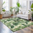 thumbnail image 3 of Area Rugs 3'x5', Green Palm Leaves Carpet Runner Indoor Outdoor Rugs Home Decor Aesthetic, Summer Botanical Watercolor Non Slip Mats Washable Accent Rug for Living Room Bedroom, 3 of 8