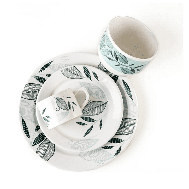 Vajilla de ceramica elegante Santa Anita Collection City Leaf 16 Piezas Para 4 Personas Bodega Aurrera en linea