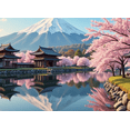 thumbnail image 3 of Japanese Style Landscape Backdrop with Mount Fuji Cherry Blossoms and Pavilions Banner Party Decorations Photography Props Event Decors Festival Backgrounds, 3 of 6