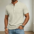 thumbnail image 2 of Cllios Linen Shirts for Men Casual Short Sleeve Tees Loose Fit Round Neck Tops Basic Athletic Sport Plain Button Up Shirts S-3XL, 2 of 10