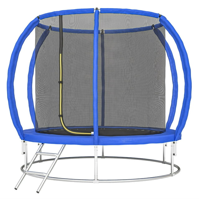 CoSoTower 8ft Trampoline Outdoor, ASTM Certified, with Circular Base, Enclosure Net, Ladder and Curved Poles
