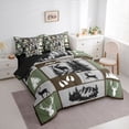 thumbnail image 2 of Castle Fairy Vintage Hunting Animal Deer Full Size Bedding Sets 7 Pieces for Teens,Rustic Compass Pine Tree Full Size Bed in a Bag,Green Brown Gray,Black Reversible, 2 of 7