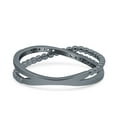 thumbnail image 3 of Black Tone, Simulated Cubic Zirconia Size-9 Beaded Criss Cross Wedding Ring 925 Sterling Silver, 3 of 7