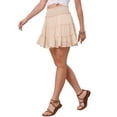 thumbnail image 4 of INSPIRE CHIC Ruffle Mini Skirt for Women's Cute Smocked Waist Tiered Ruffles Casual Beach Flowy Skort S Beige, 4 of 6
