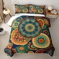 thumbnail image 2 of Homewish Bohemian Gold Mandala Quilt Full,Retro Exotic Paisley Full Bedspread Sets,3pcs, 2 of 7