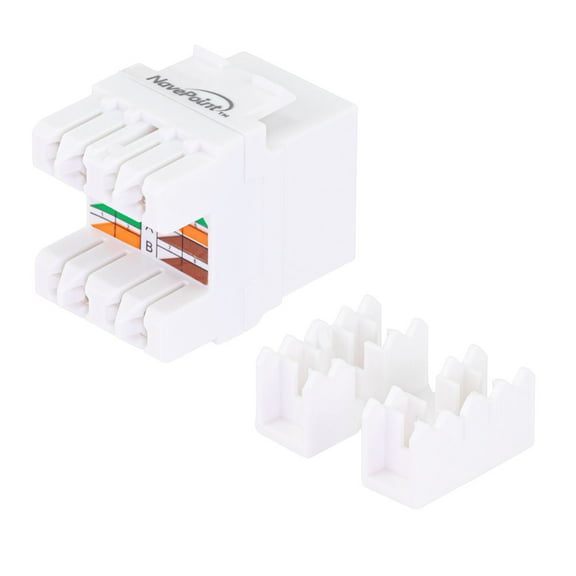 CAT6 Keystone Jack, Snap-In, 180-Degree Termination, Thermoplastic, White, 15-Pack, CE Compliant