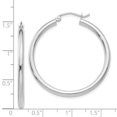 thumbnail image 4 of Auriga Fine Jewelry 14K White Gold 2.5mm Lightweight Tube Hoop Earrings for Women (L-35mm, W-35mm), 4 of 5