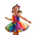 thumbnail image 4 of Byoo Toddler Girls' Rainbow Tutu Dress Sleeveless Bow Waist Tulle Party Dresses Kids Celebration Party Dress, 4 of 4