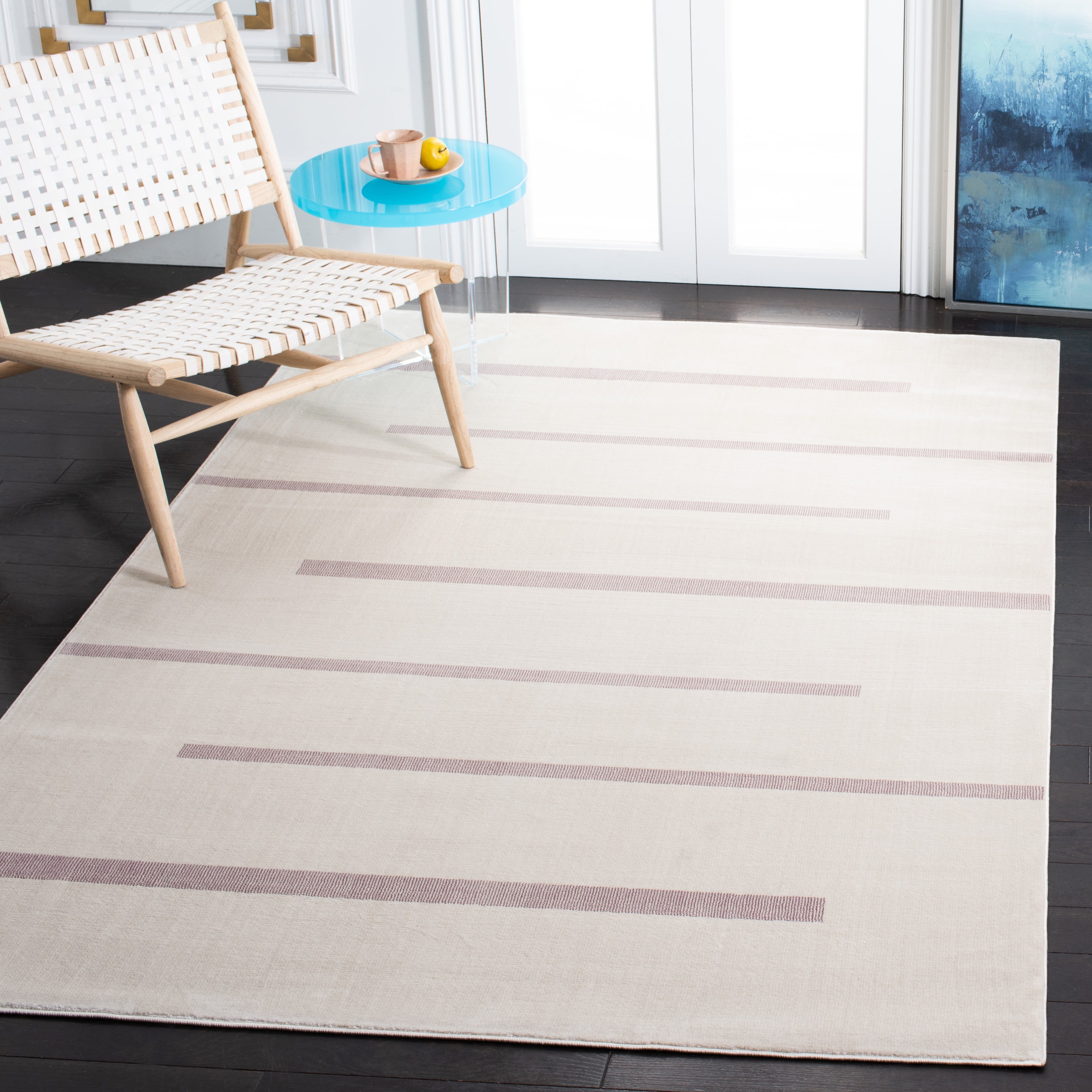 SAFAVIEH Orwell Isidora Striped Area Rug, Ivory/Pink, 9' x 12'