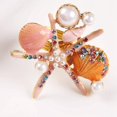thumbnail image 4 of 4 anillos para servilletas de estrella de mar, perlas de diamantes de imitación, costa del océano, rosa, 4 of 5